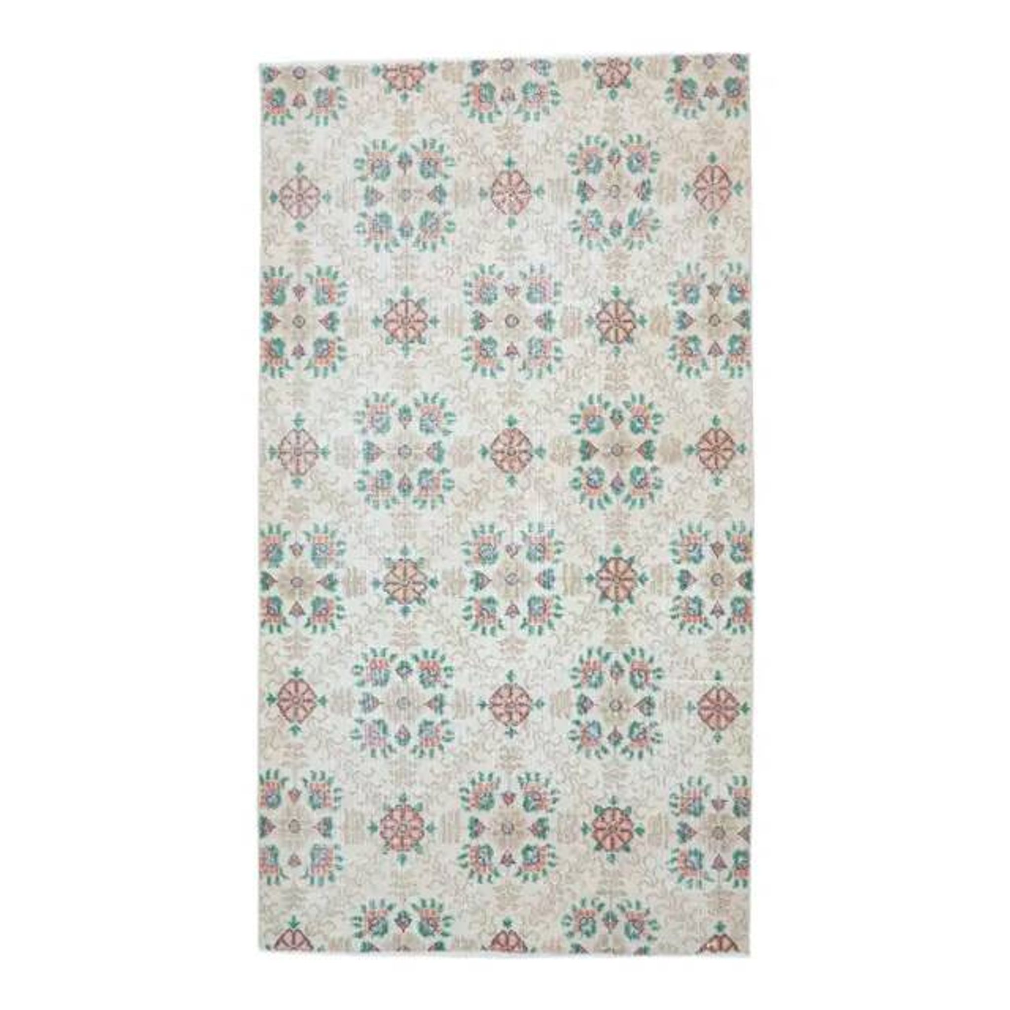 Vintage Turkish Oushak Handmade Wool Rug 111x202