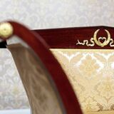 Antique Chaise Lounge in Yellow Fabric with Brass Details, 1890s