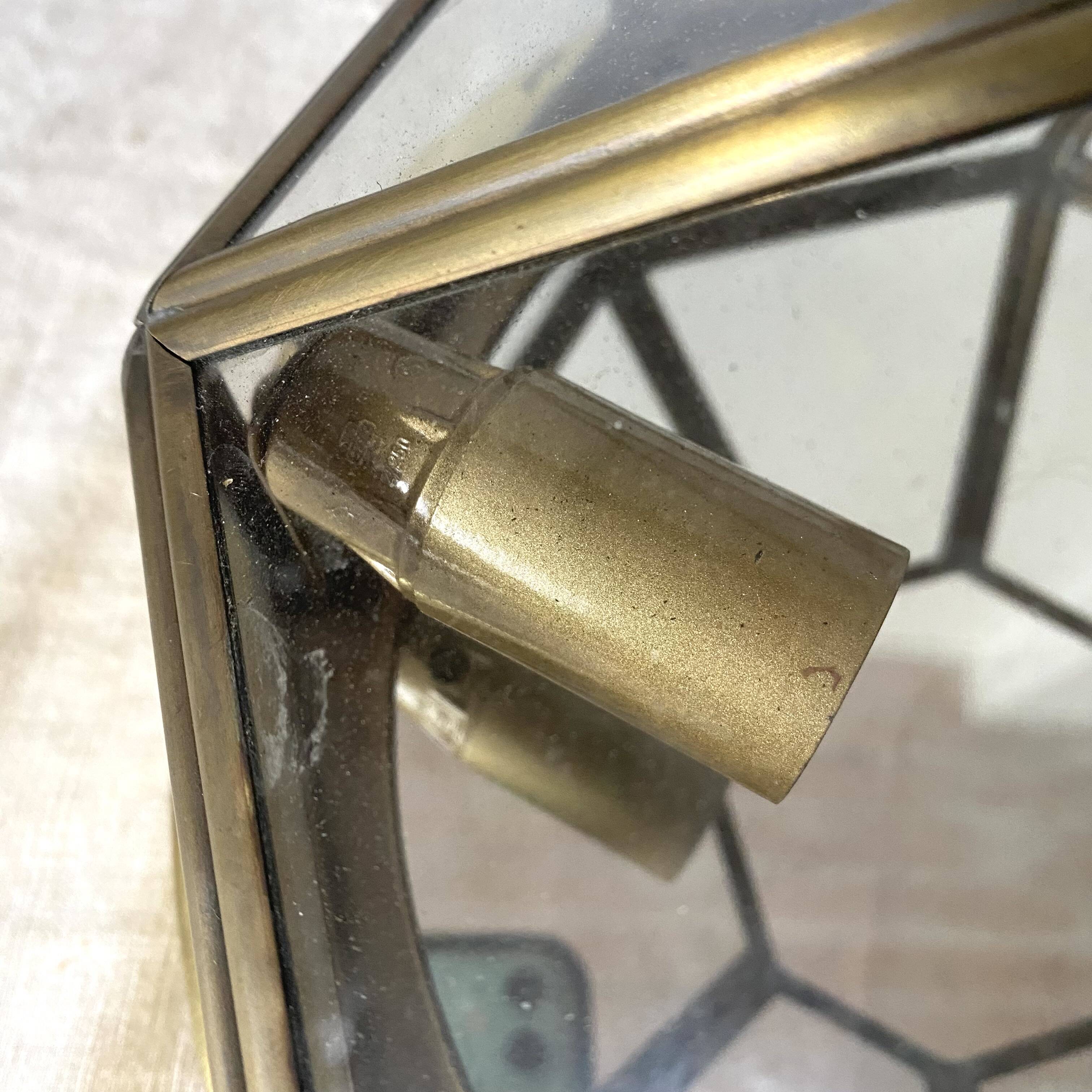 Faceted glass and brass ceiling light