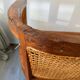 Art Deco wooden and cane bench