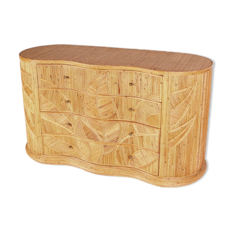 Exceptional chest of drawers in natural rattan