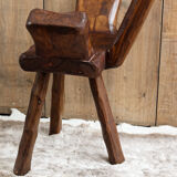Pair of brutalist chairs made of raw wood