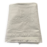 Linen/cotton embroidered sheet.  Monogram TH