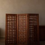 Paravent vintage en bois à 3 panneaux ajourés · Paravent pliant en pin (135 cm)