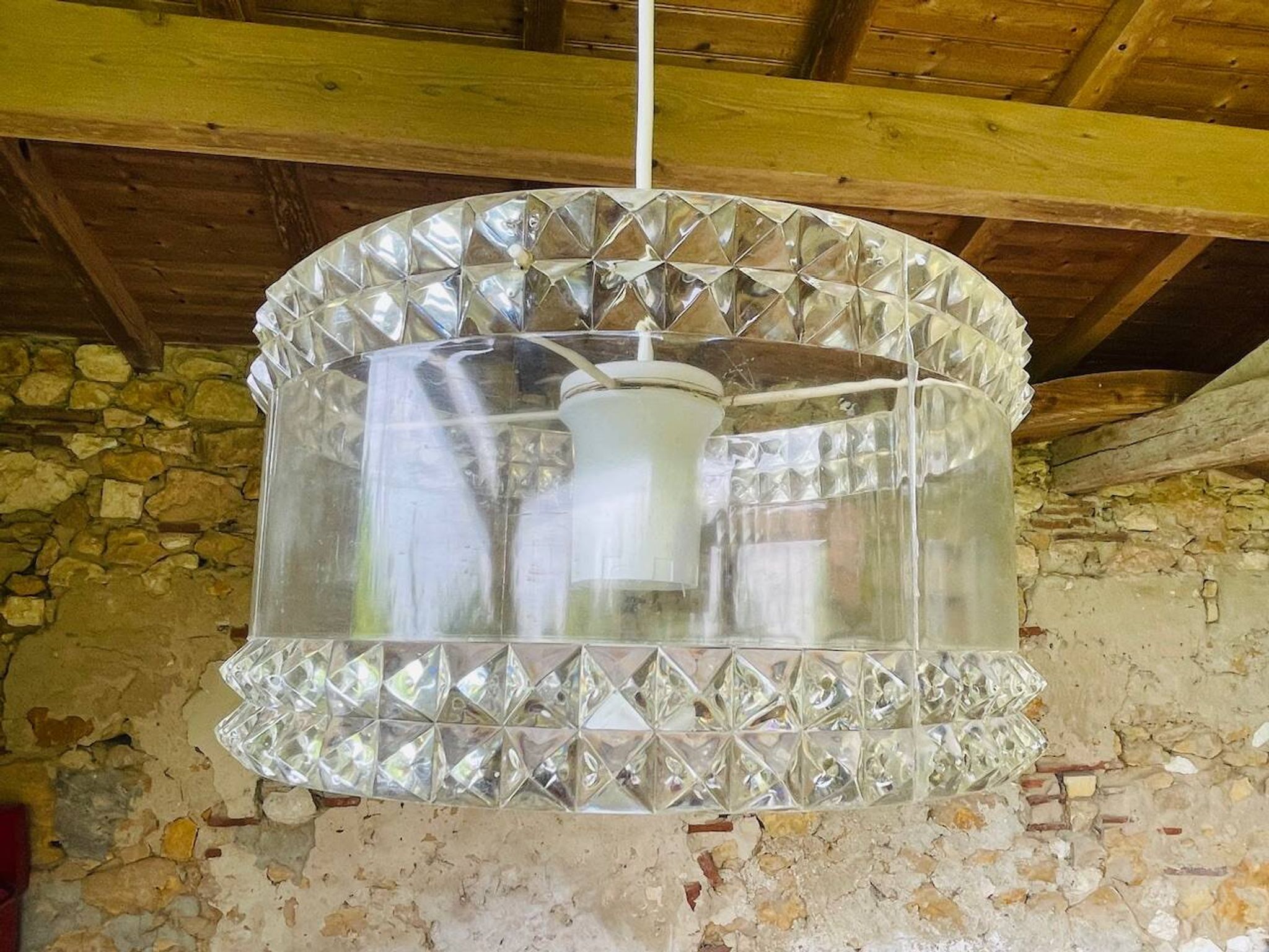 Vintage plexiglass pendant light, circa 1970s