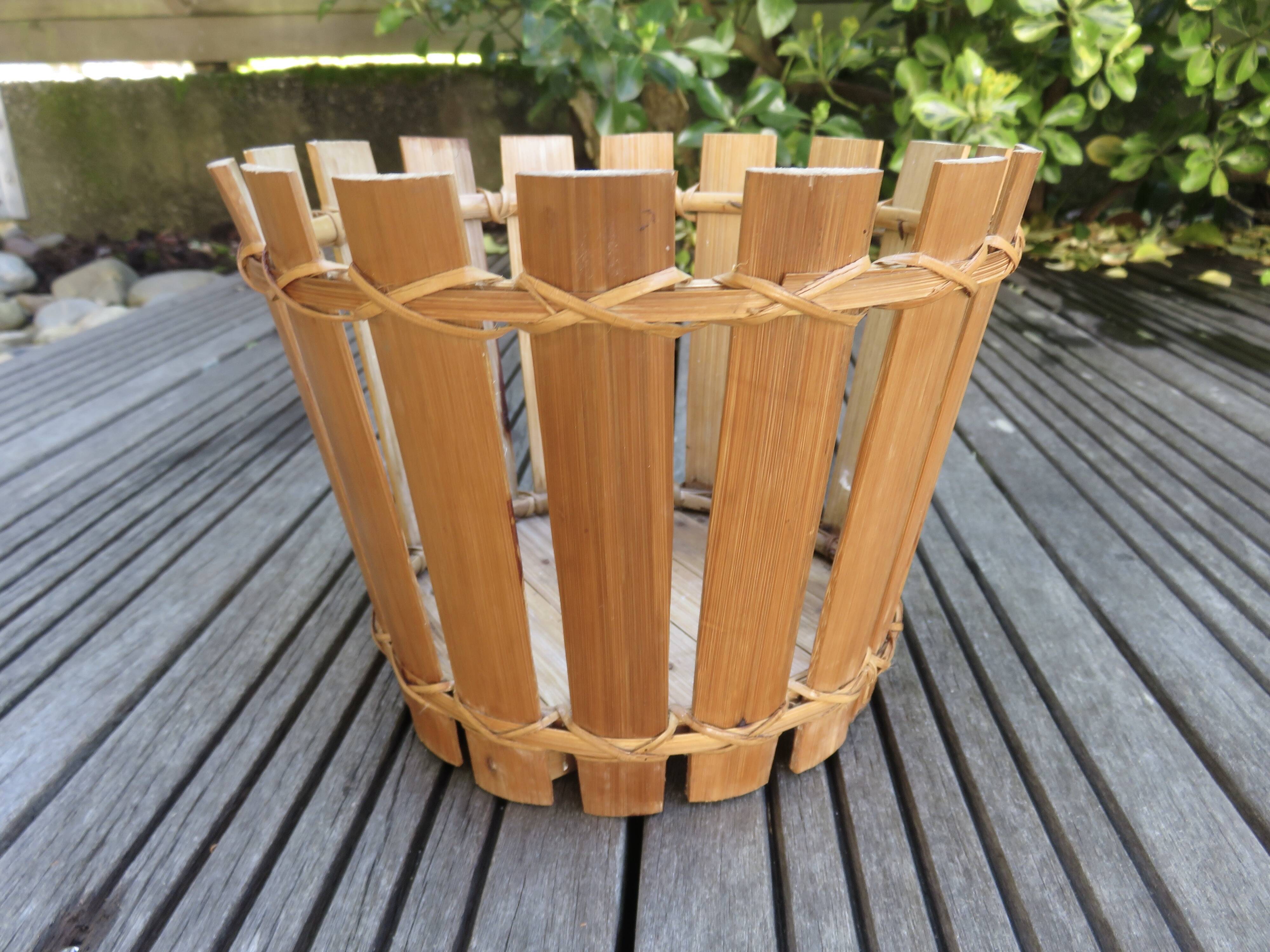 Série de 3 cache pots en bambou années 70
