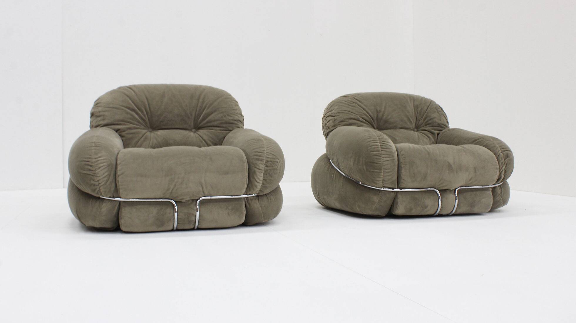 Vintage Adriano Piazzesi Okay armchairs 1970s Italy, set of 2