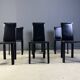 Chaises de salle à manger en cuir noir par De Couro Brazil, années 1980 - lot de 6