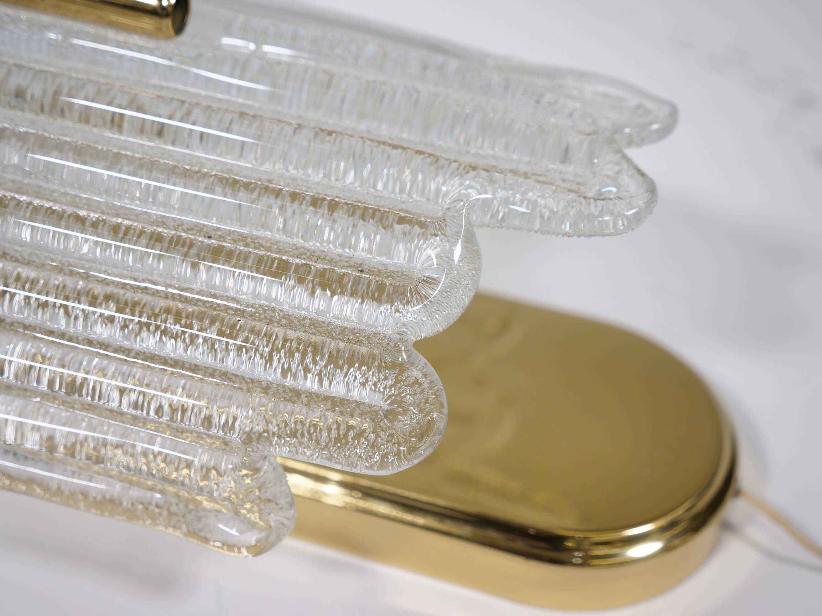 Brass and Ice Glass Wall Lamps by Carl Fagerlund for JBS, Set of 2, 1970s