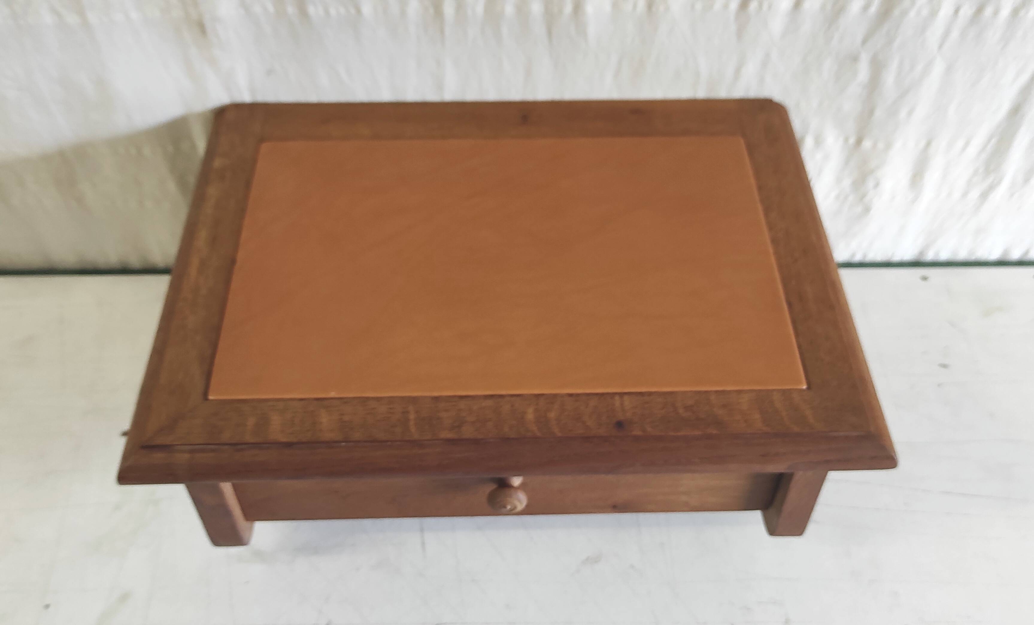 Wall-mounted writing desk in solid oak - mid 20th century.
