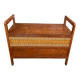 Vintage wood and rattan chest bench