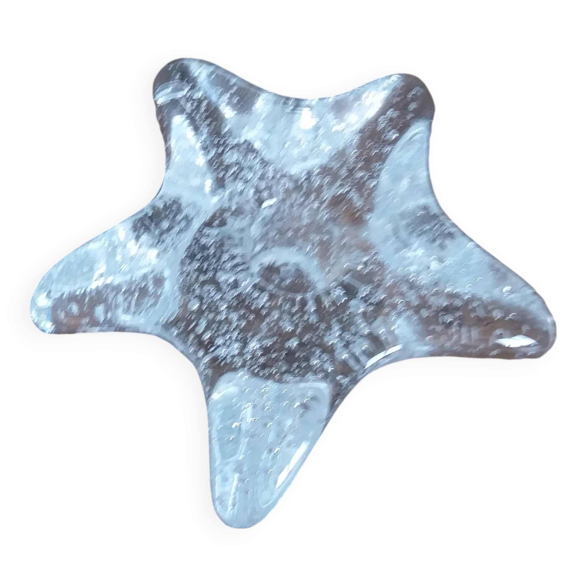 Star candle holder in glass or bubbled crystal, Biot style