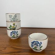 Set de 4 tasse à thé "herbier" , 1960/70, céramique