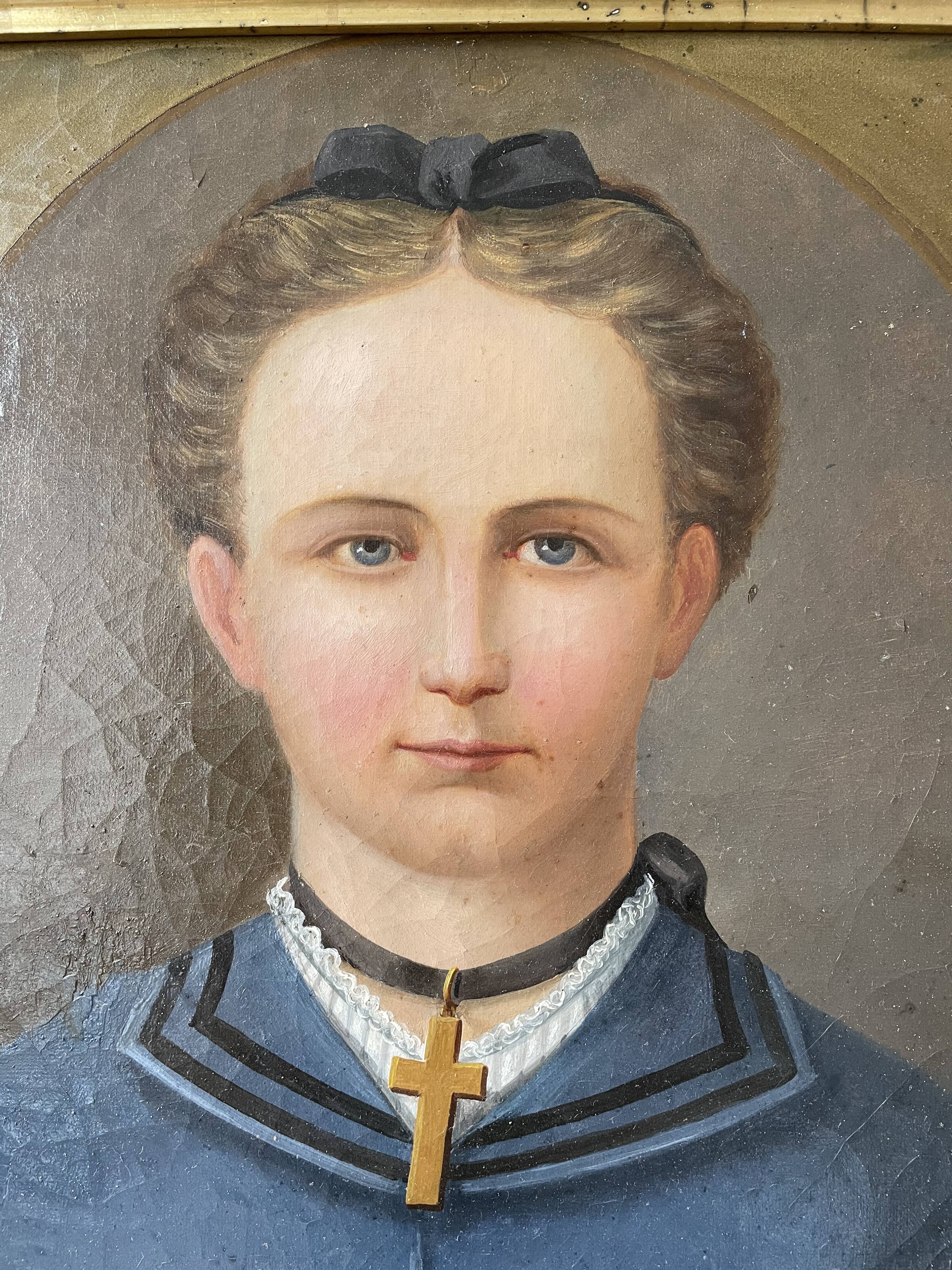 Nineteenth century portrait painting dated 1877