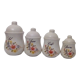 Series of 4 kitchen pots - floral motif