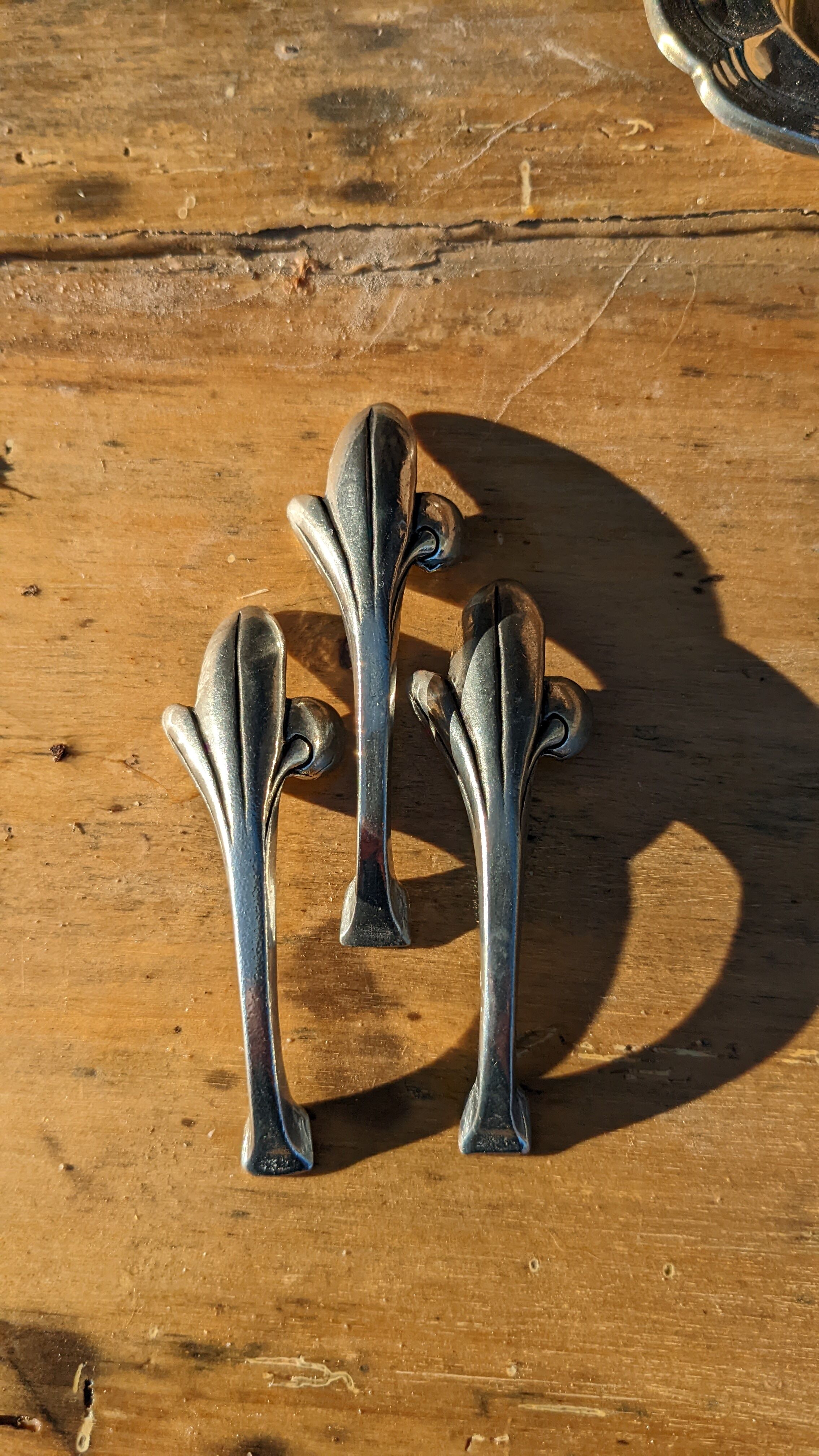 Vintage silver metal knife holders