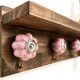 "Wall-mounted key holder shelf in wood, chic country / vintage / shabby style"