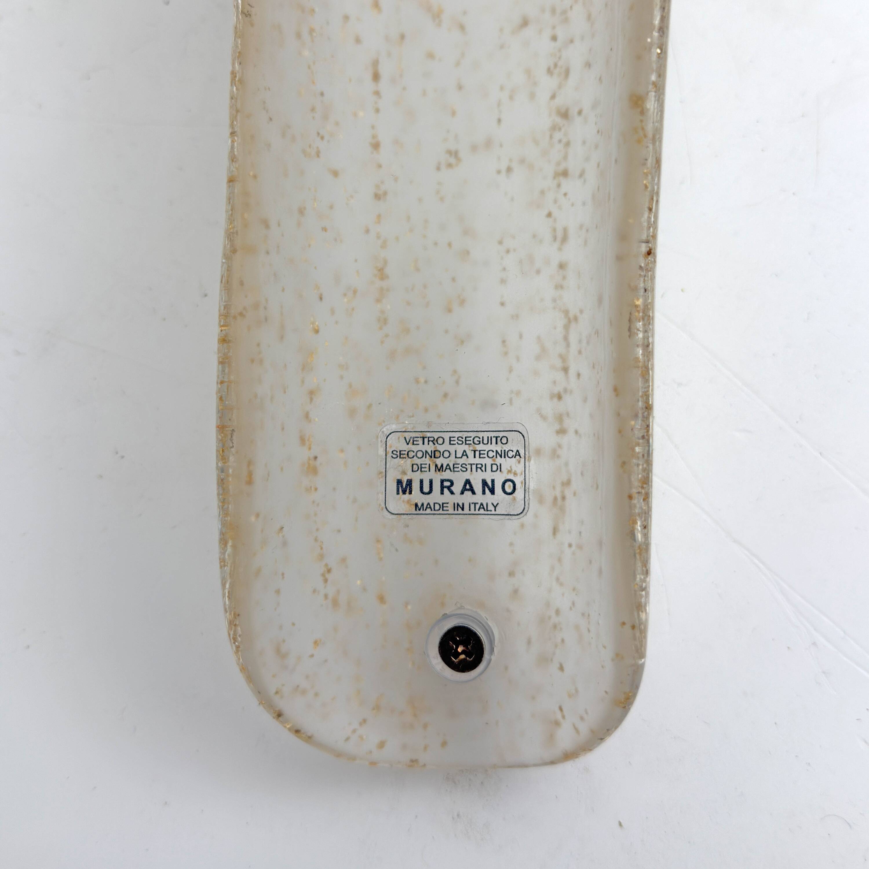 Pair of 20th Century Modern Sconces in Frosted Murano glass and Gold Leaf