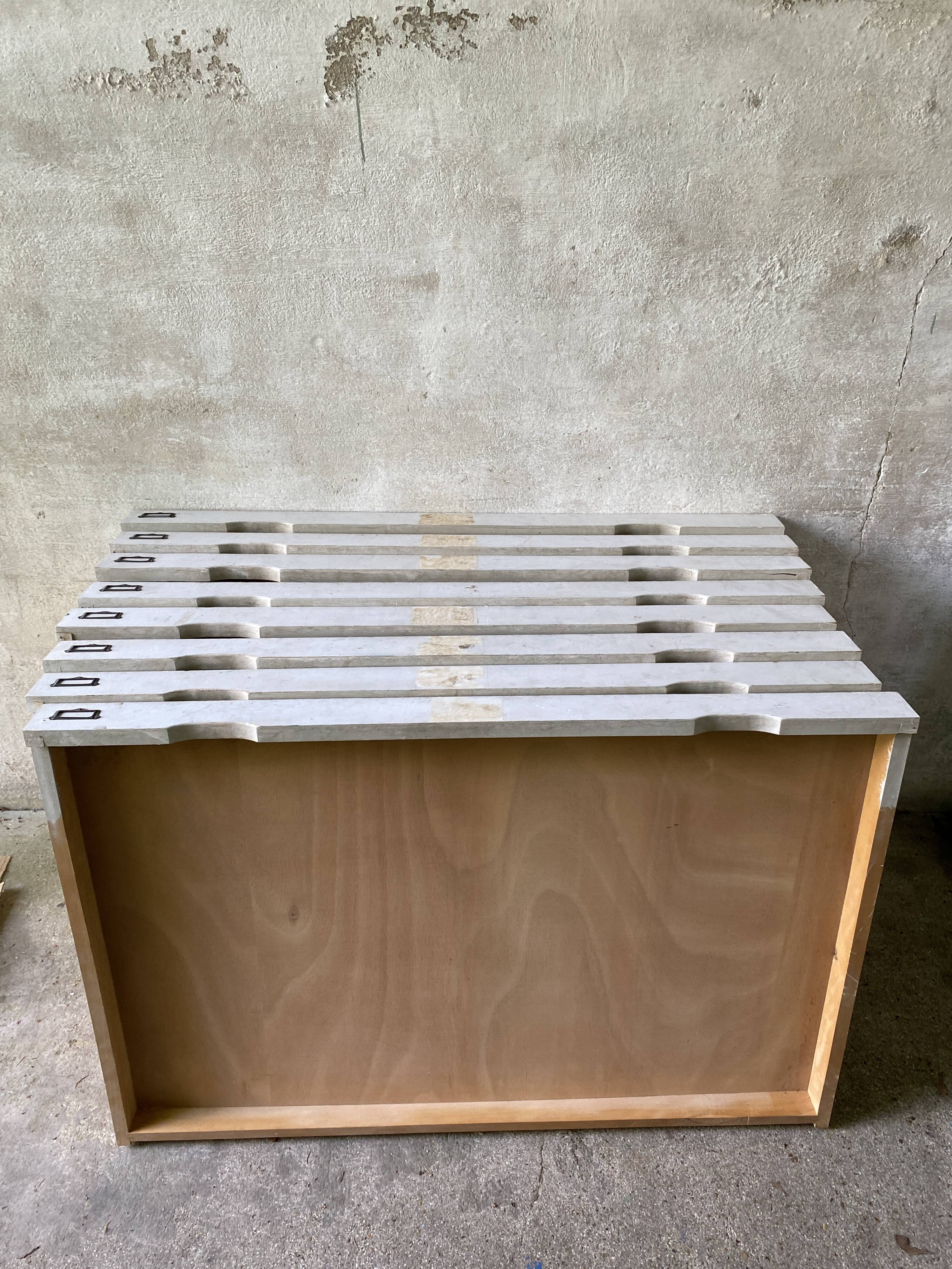 Map cabinet, vintage wooden architect's plan cabinet with 8 drawers