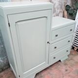 Commode asymétrique vintage vert lichen