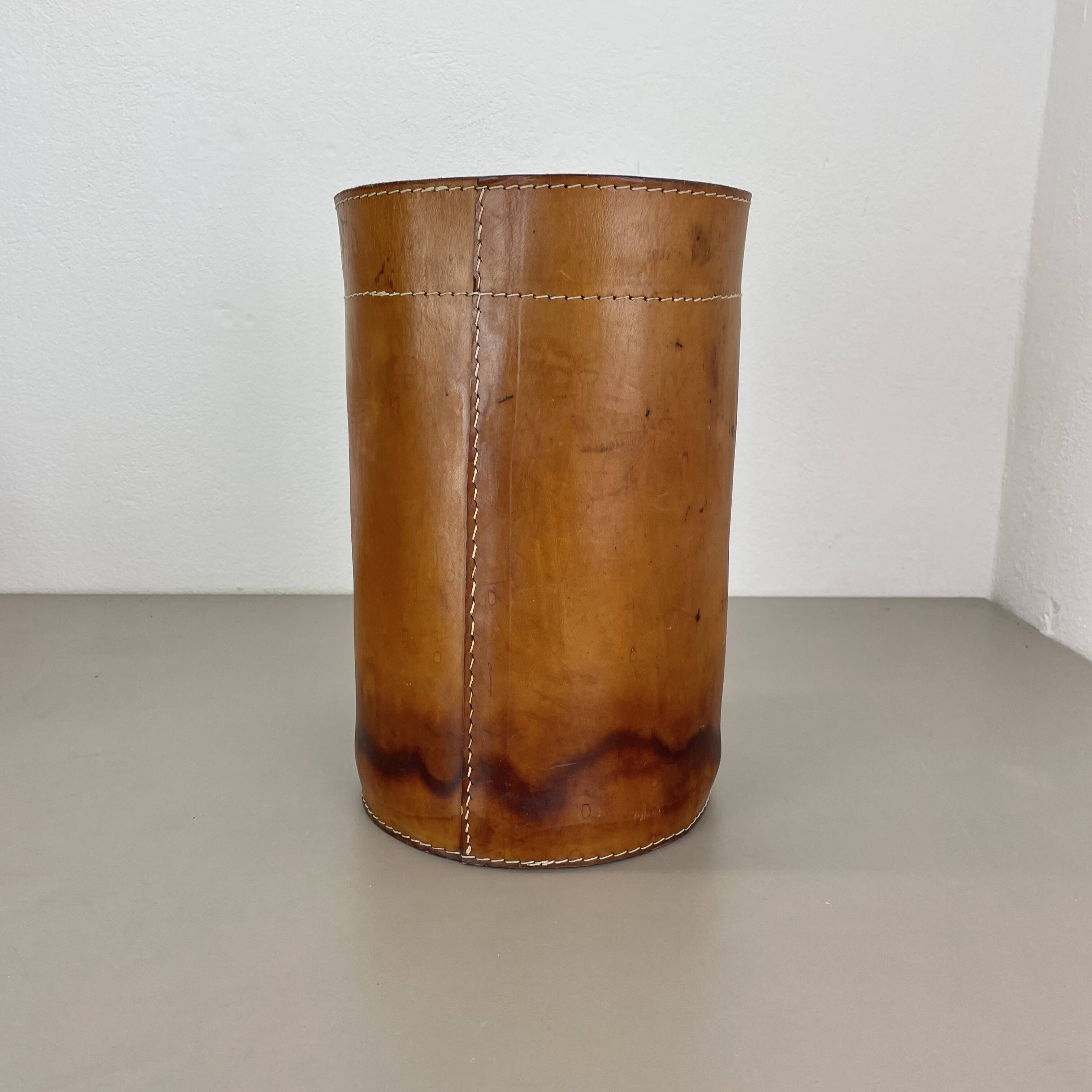 lovely real leather paper bin basket by Torben Ørskov & Co Denmark, 1960s