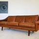 Aage Christiansen vintage Danish mid-century 3 person cognac "Matador" sofa