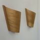 Pair of vintage wall lights, pine slats, France, 1970.