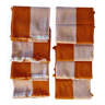 Lot de 8 serviettes coton orange & blanc frangés - 47x47 cm - coton