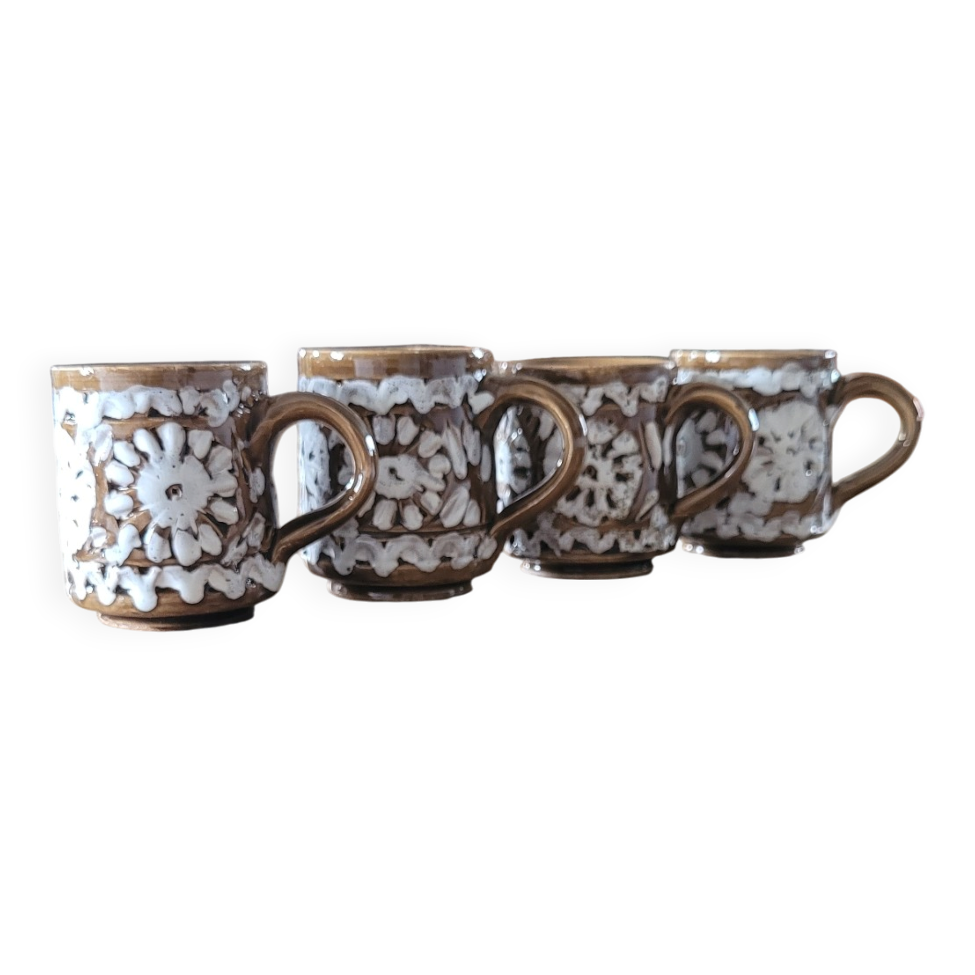 4 tasses à café en grès vintage