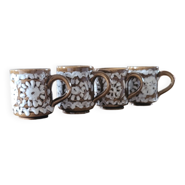 4 tasses à café en grès vintage