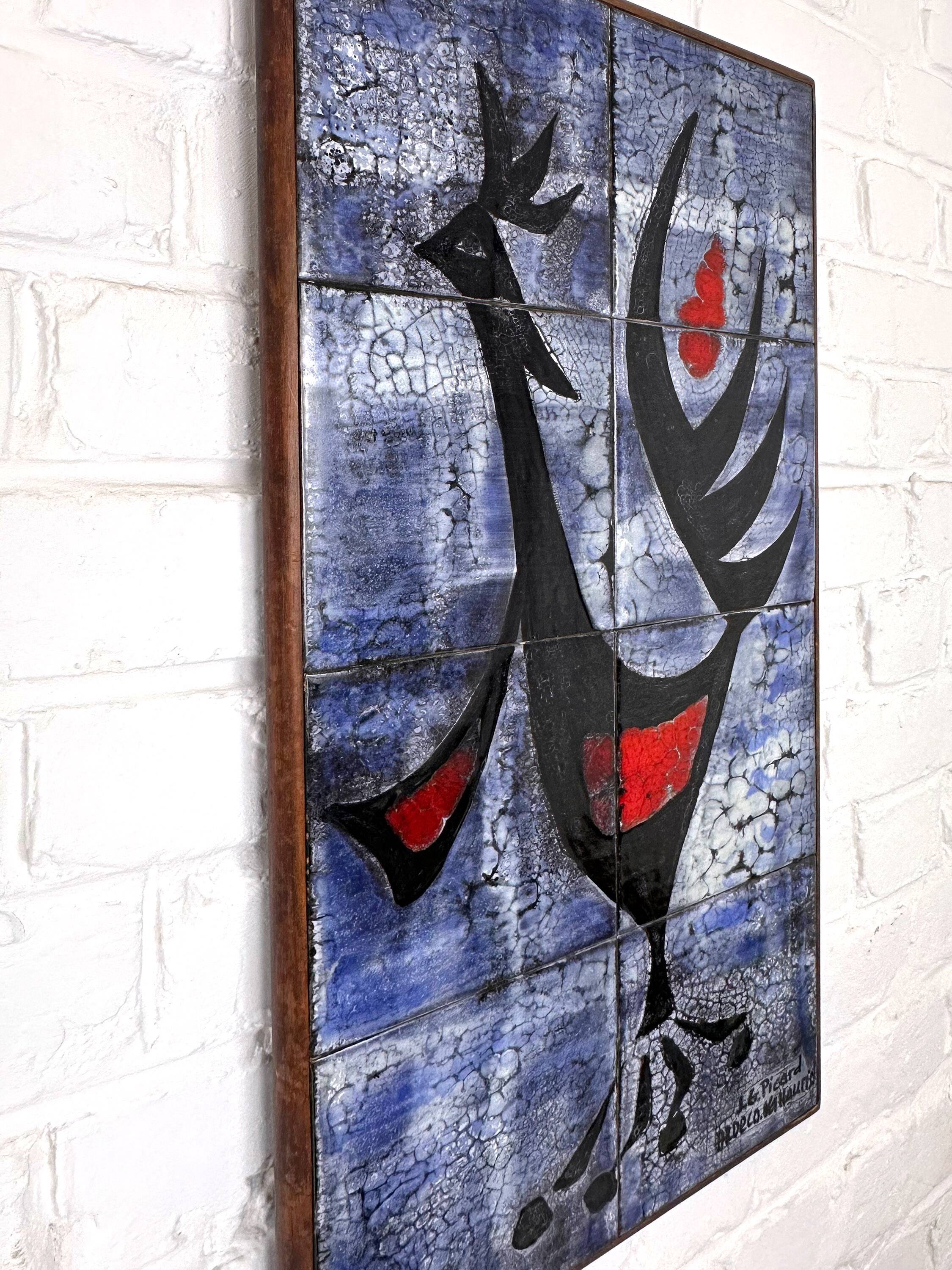 Modernist ceramic wall panel by J.G. Picard, Vallauris, 1960s.