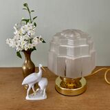 Vintage art deco globe table lamp in frosted glass