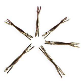 Lot de 6 porte-couteaux lévrier en métal argenté