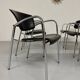 6 black leather and chrome metal chairs Brayton International vintage sa