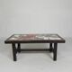 Square tile table from Vallauris, signed Dan with an image of a fantastic bird, 1960s.