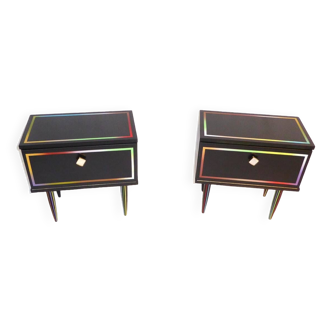 Pair of small colorful bedside tables