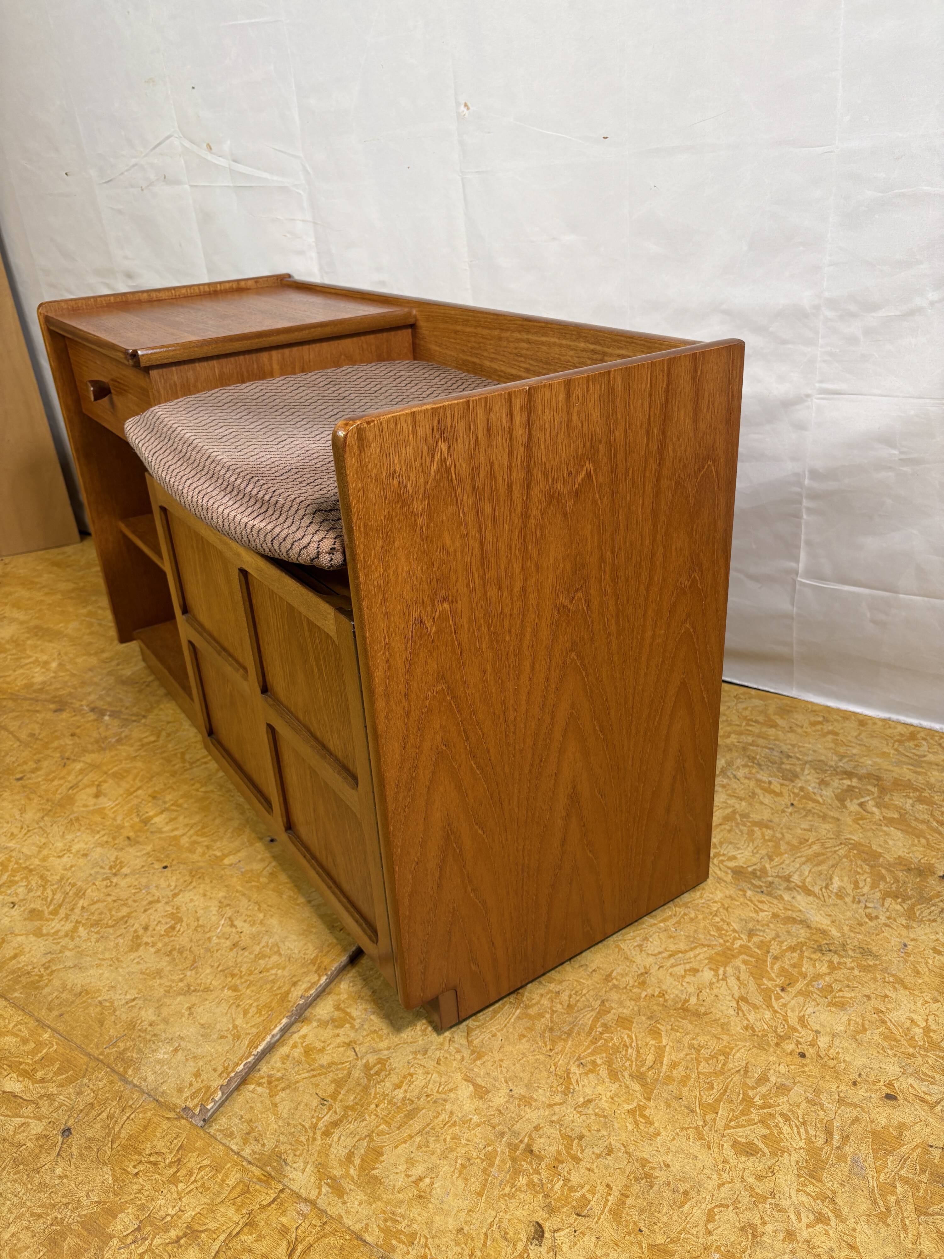 Mid-century retro vintage teak telephone seat by Nathan 1960–1970