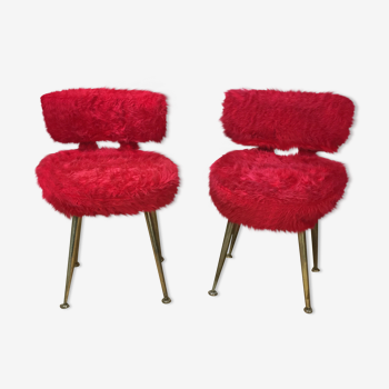 Paire de fauteuils Pelfran rouges