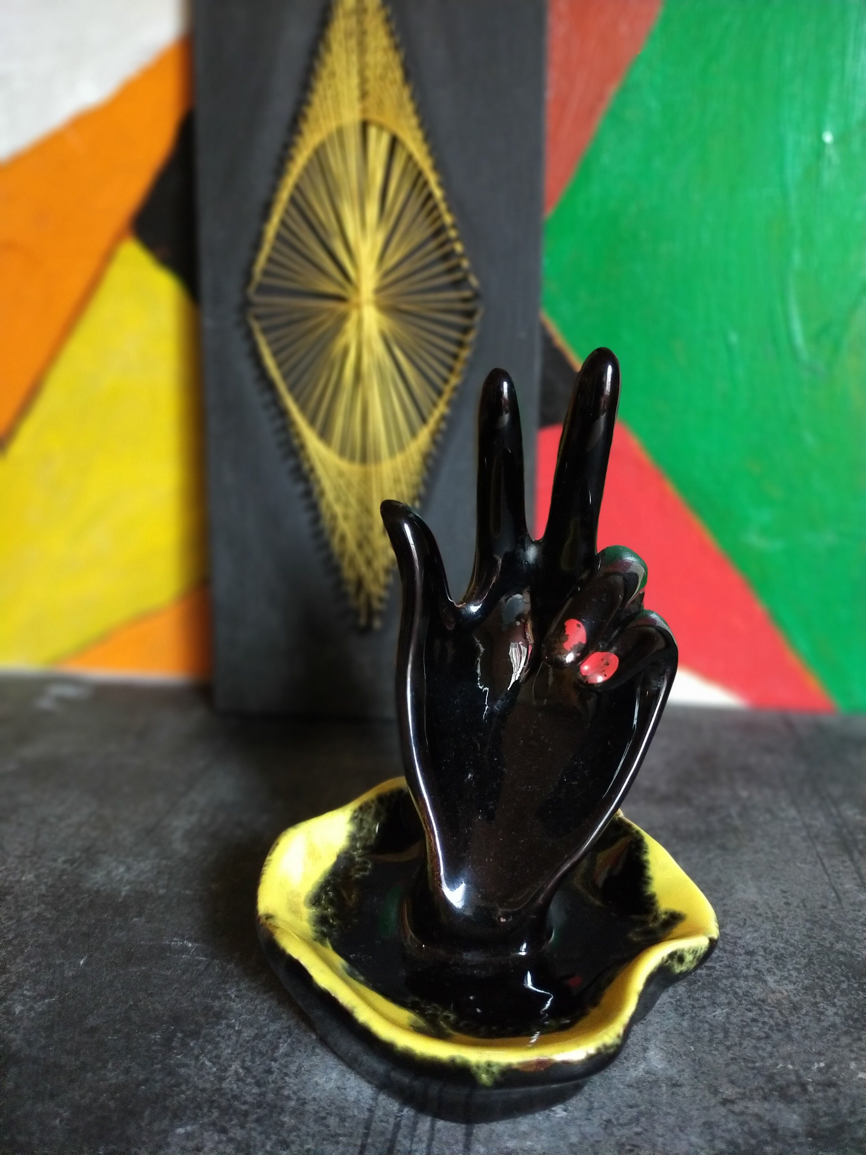 Hand ceramic baguier by Luc Vallauris 1950s
