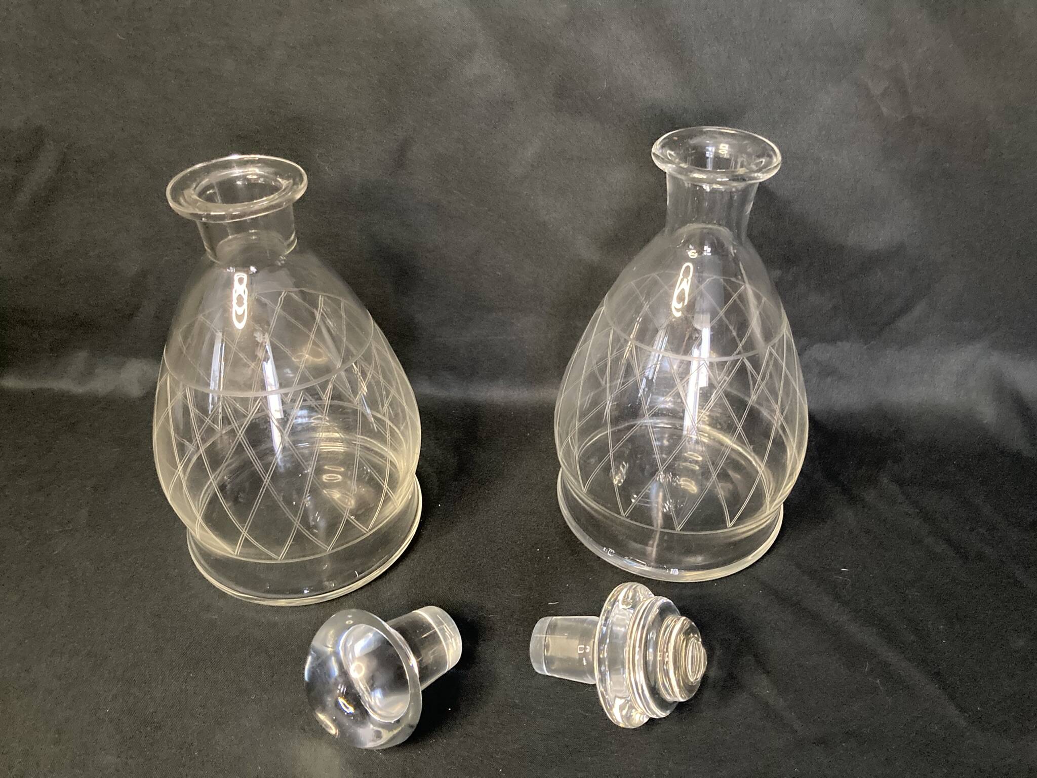 Art deco part of service of glasses and carafes 37 pieces circa 1940
