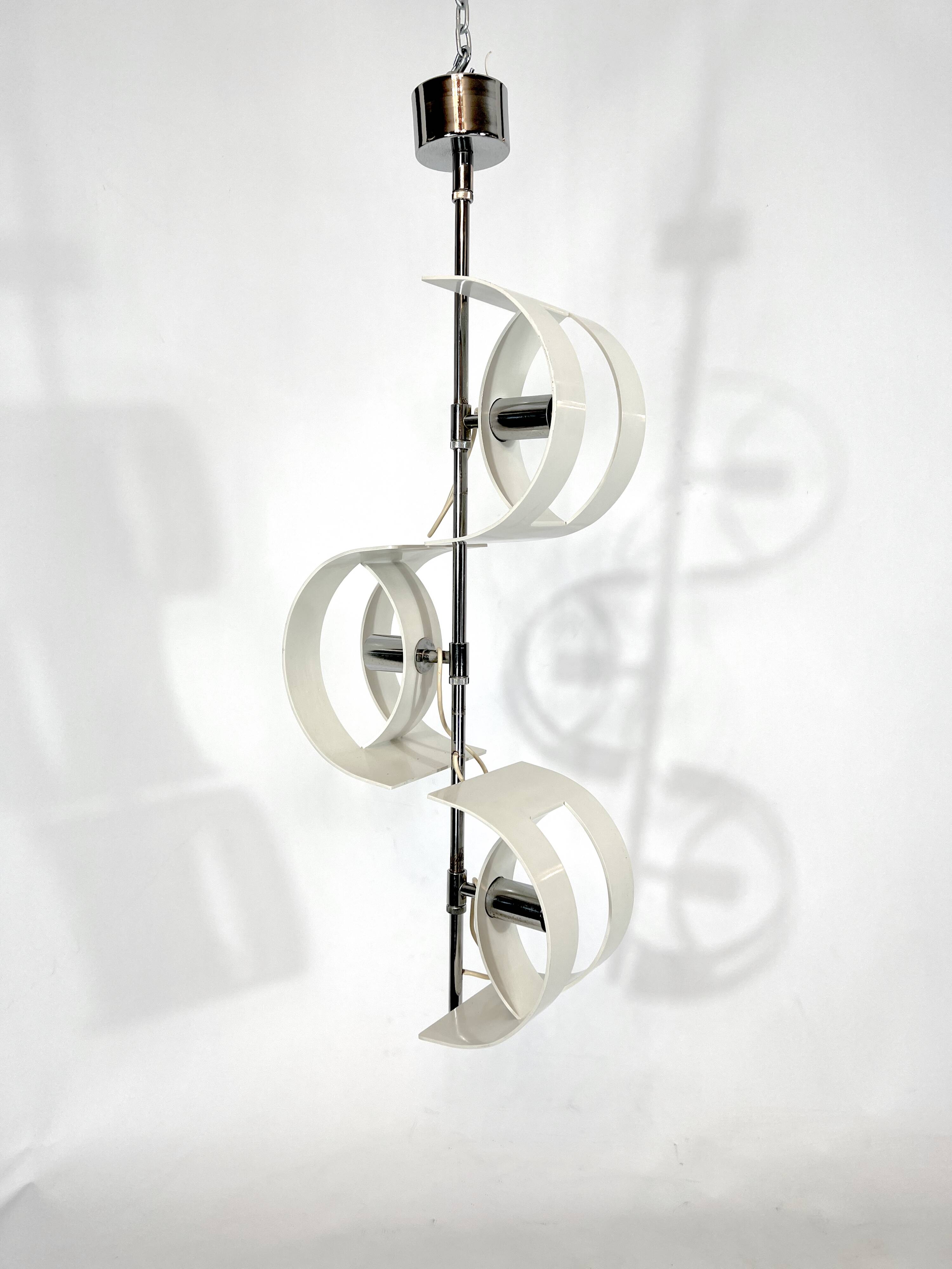 Stilux Milano, Vintage Italian chrome chandelier from 60s