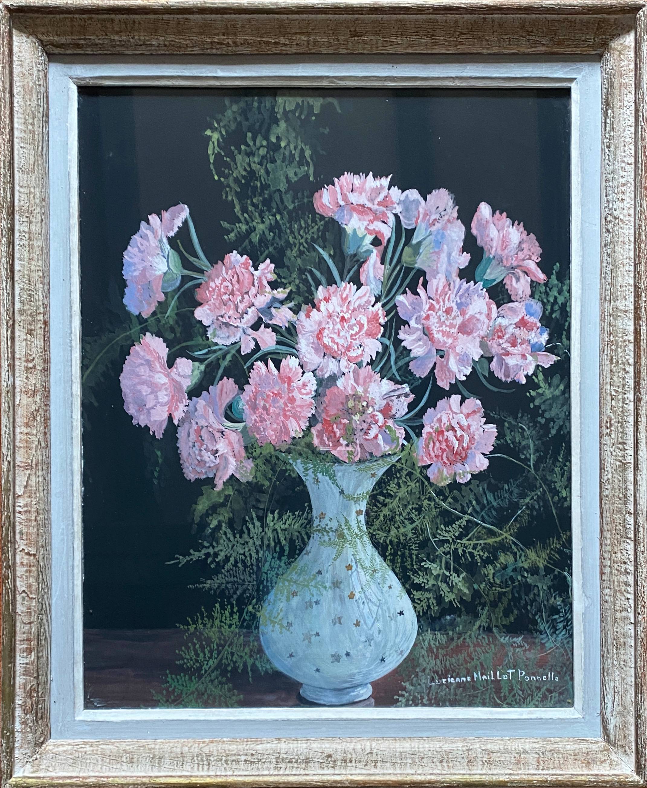 Painting "bouquet of carnations" by Lucienne MAILLOT Pannelle (1909-1989)