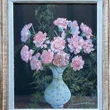 Painting "bouquet of carnations" by Lucienne MAILLOT Pannelle (1909-1989)