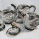 Tea set, 19 pieces, Kutani Dragonware porcelain, signed with an Eagle