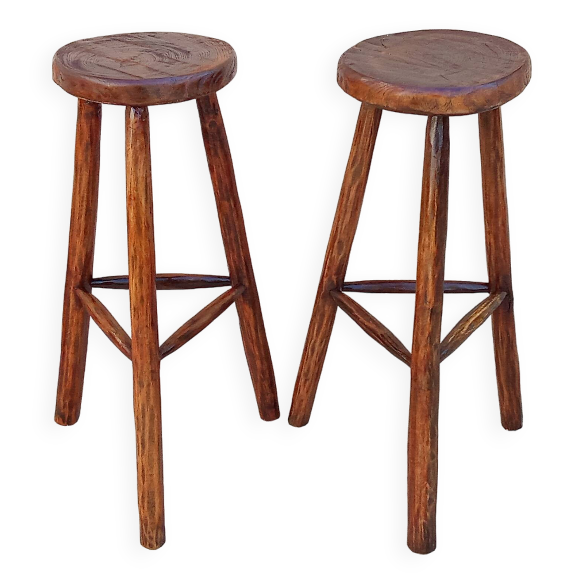 Pair of vintage brutalist high stools
