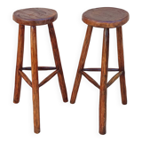 Pair of vintage brutalist high stools