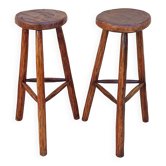 Paire de tabouret haut brutaliste vintage