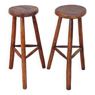 Pair of vintage brutalist high stools