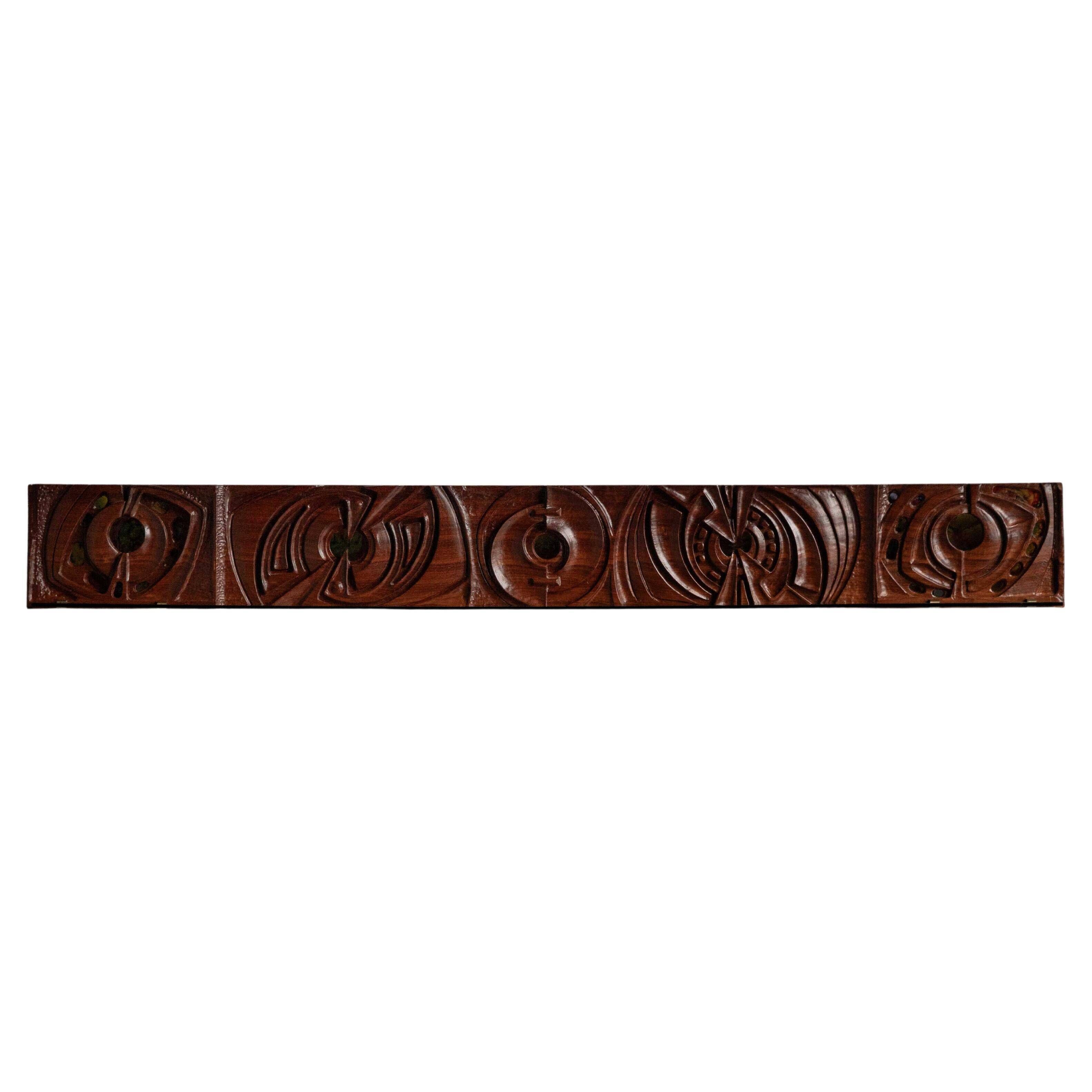 Carved wooden wall panel by Gianni Pinna, Italy, 1970s