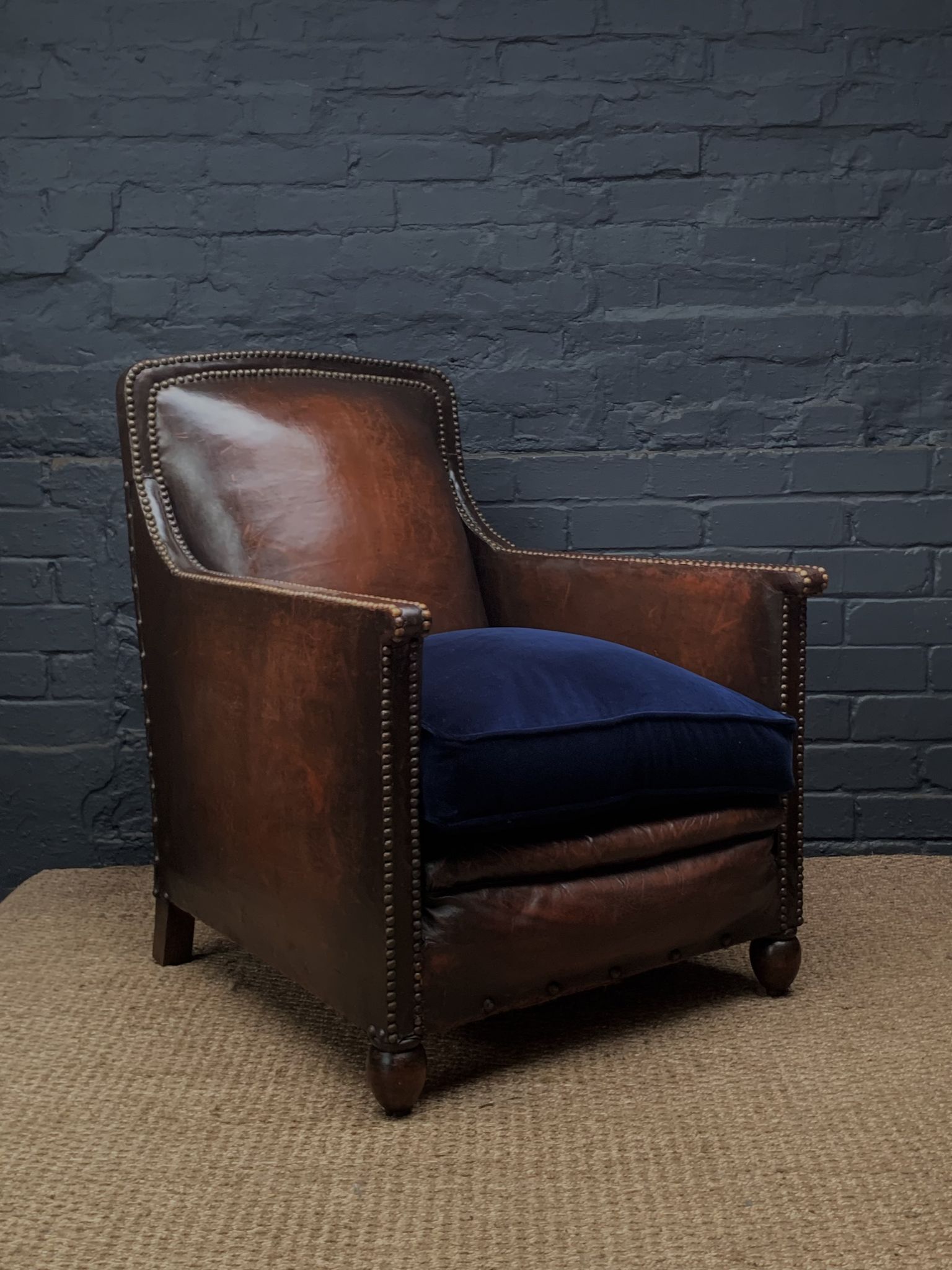 French leather club chair normandy model c1910-1930
